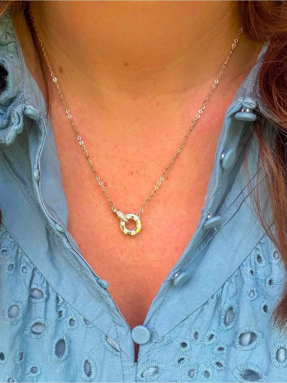 Park Lane “CELINE” Dainty Linked Circles Gold Necklace - Picture 2 of 9
